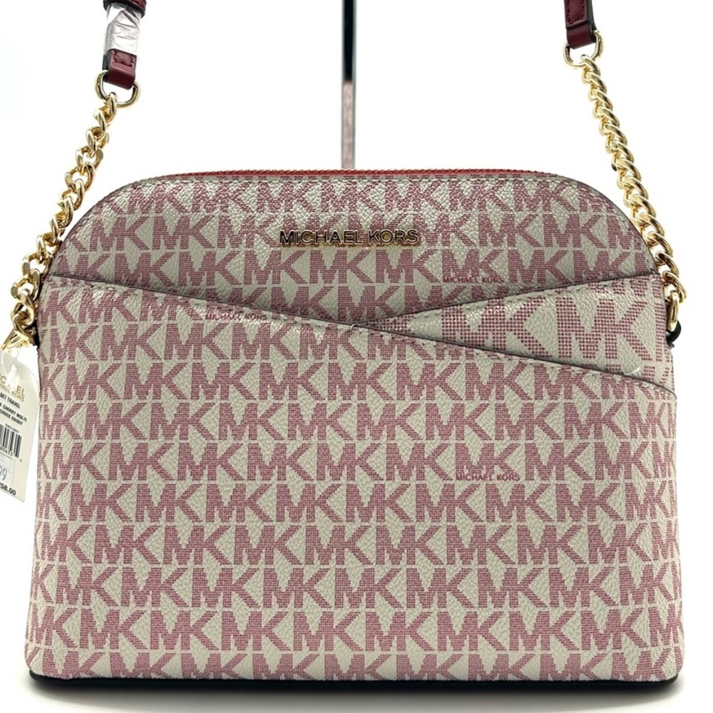 Michael Kors Medium Dome Jet Set Travel Xbody Bag Cherry Multi - Picture 2 of 10
